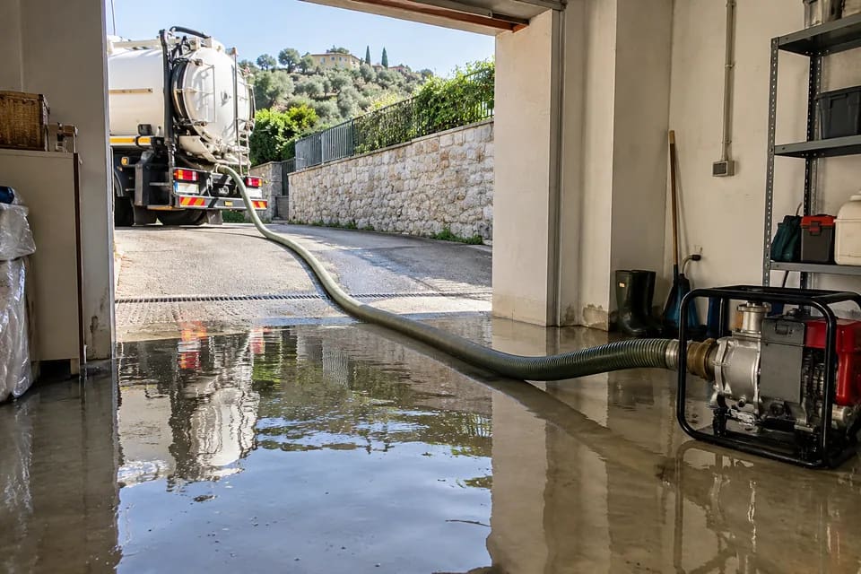 Aspirazione di acqua da garage o locale allagato
