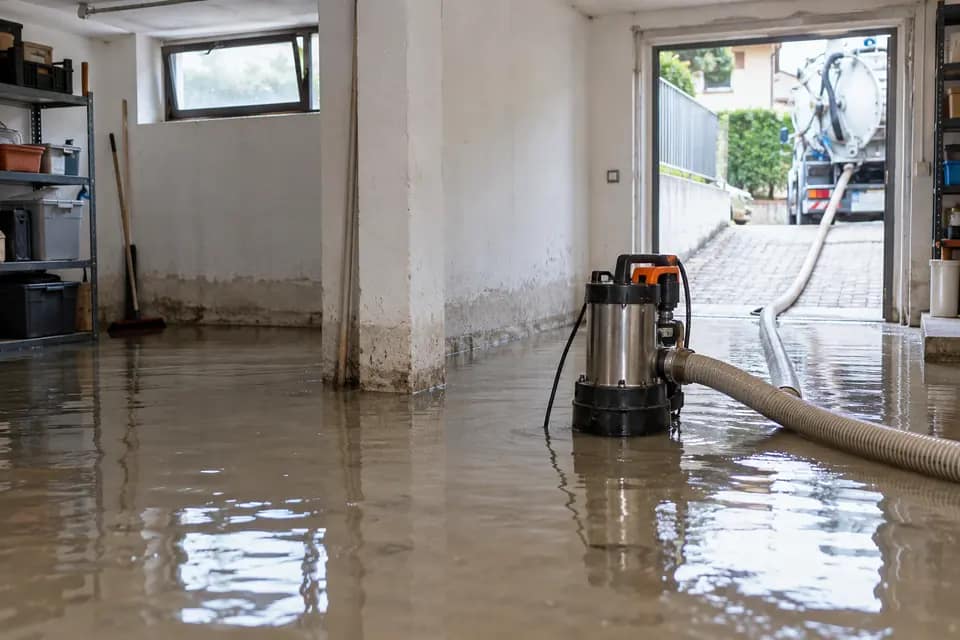 Prosciugamento di locale allagato a Montichiari