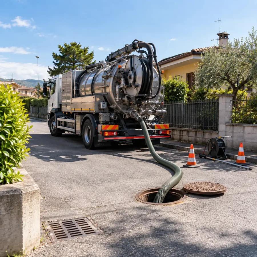 Autospurgo e attrezzature per servizi di spurgo in un contesto residenziale a Castenedolo
