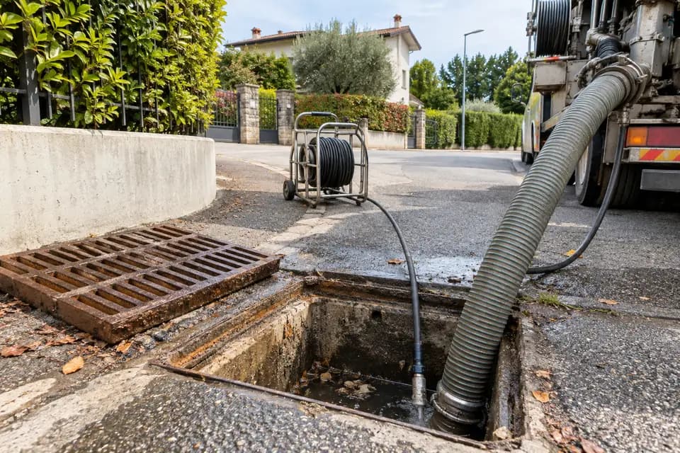 Pulizia di un pozzetto con attrezzatura di aspirazione a Castenedolo