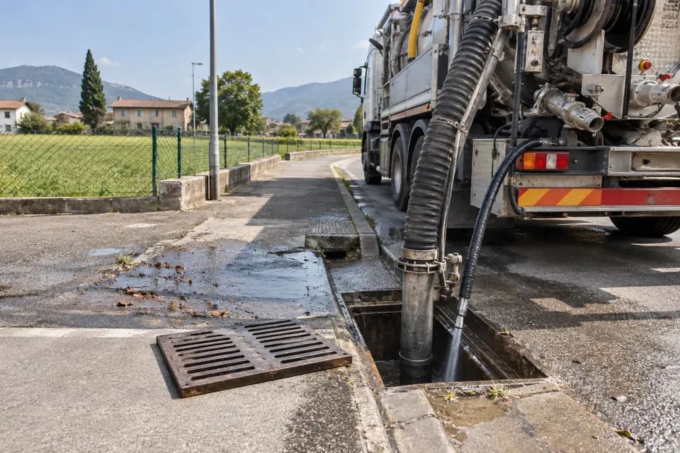 Pulizia e aspirazione di residui da pozzetto